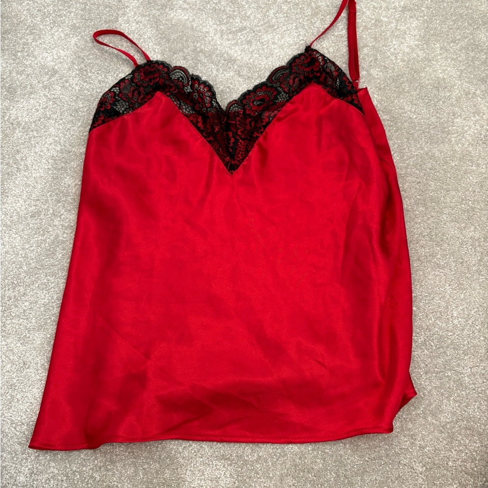 Sears Red Cami with Black Lace